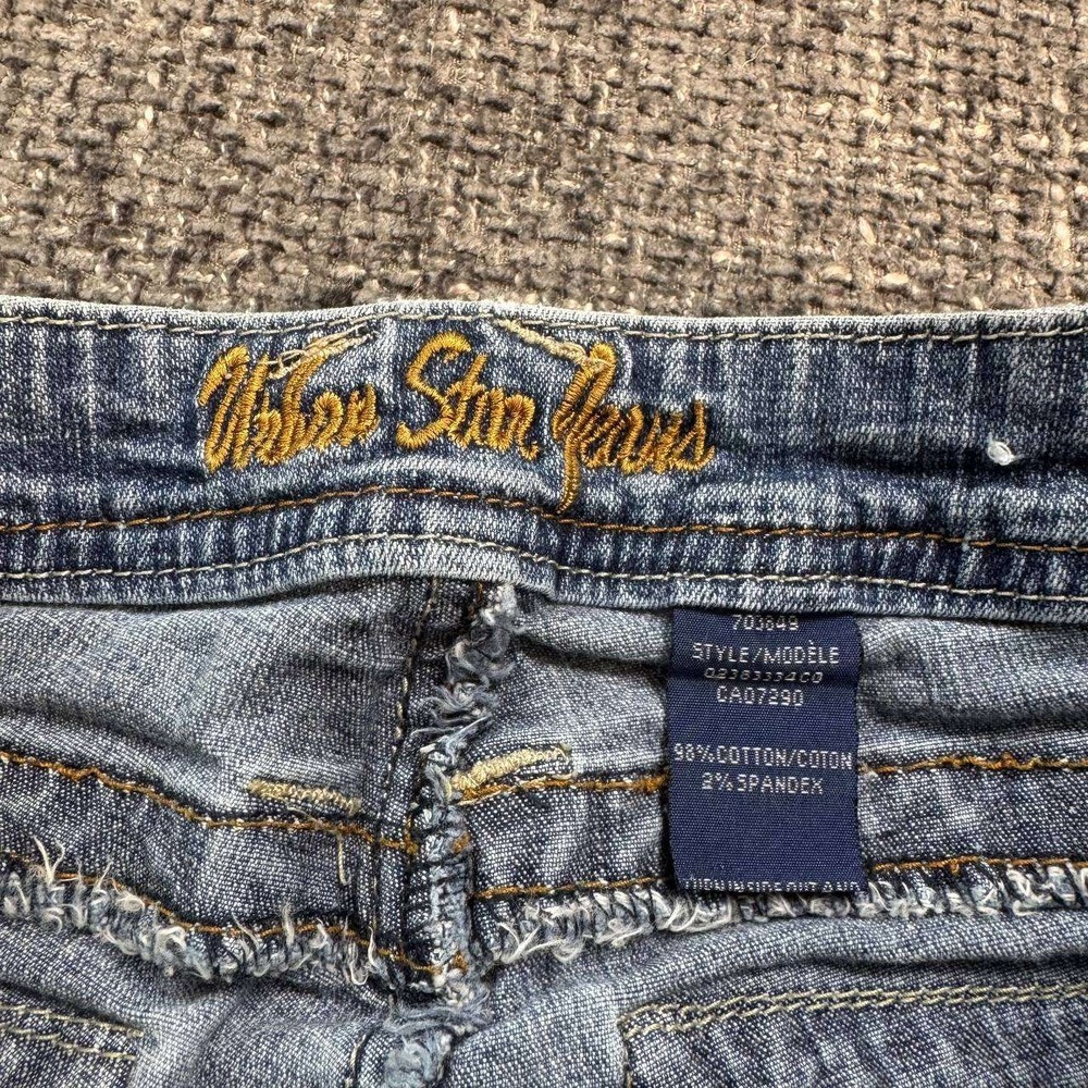 Urban Star Jeans Denim Shorts Womens 26 Blue Embroidered Y2K Flap Pocket 703643 - Picture 6 of 12